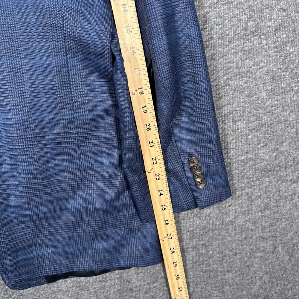 Loro Piana Sport Coat Mens 44R Blue Plaid 100% Wool Cremieux Blazer Jacket